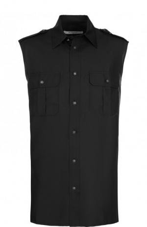 Шелковая рубашка без рукавов Givenchy. Цвет: черный
