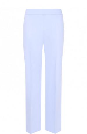 Однотонные укороченные брюки из хлопка со стрелками Giorgio Armani. Цвет: голубой