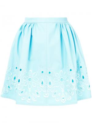 Мини-юбка с цветочной вышивкой Boutique Moschino. Цвет: синий