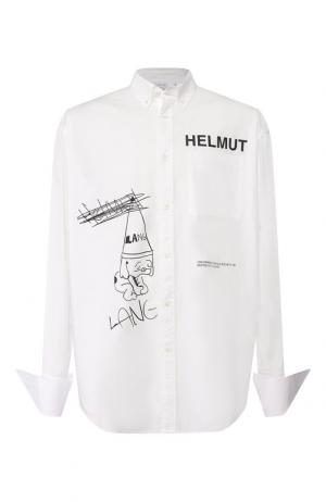 Хлопковая рубашка с воротником button down Helmut Lang. Цвет: черно-белый
