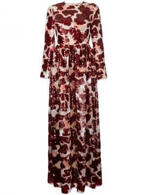 Длинное платье с пайетками Huishan Zhang. Цвет: красный