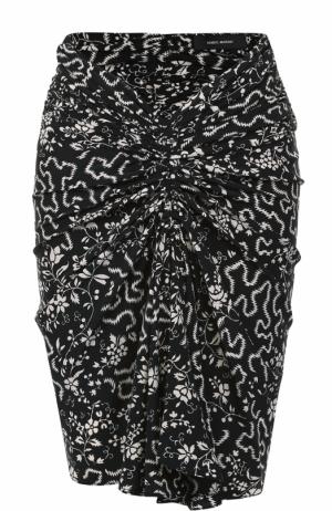 Шелковая мини-юбка с драпировкой и принтом Isabel Marant. Цвет: черный