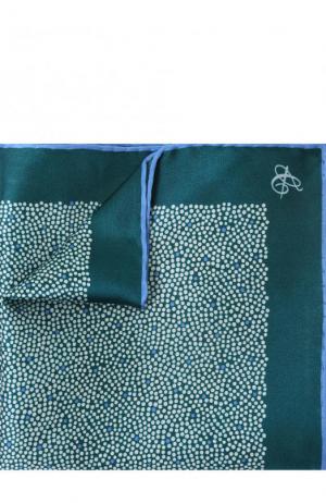 Шелковый платок с узором Canali. Цвет: зеленый