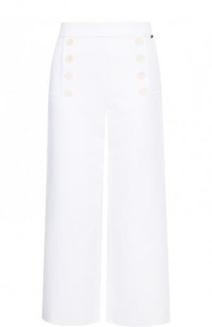 Однотонные укороченные брюки из хлопка St. John. Цвет: белый