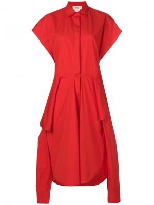 Асимметричное платье-рубашка в стиле оверсайз Ports 1961. Цвет: красный