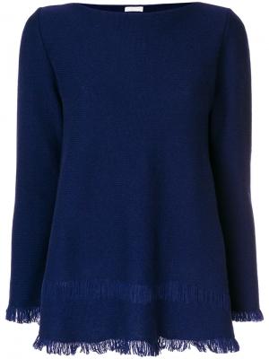 Расклешенный свитер с бахромой Borgo Asolo. Цвет: синий