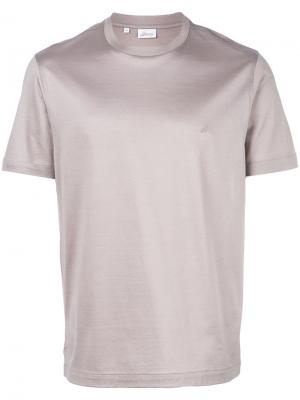 Однотонная футболка Brioni. Цвет: телесный