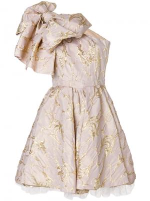 Коктейльное платье с крупным бантом MSGM. Цвет: телесный