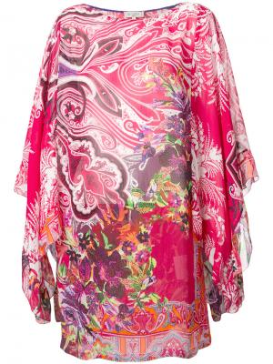 Пляжное платье с цветочным узором Etro. Цвет: красный
