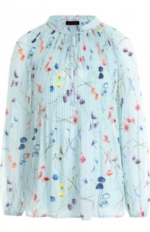 Плиссированная блуза с принтом Escada. Цвет: голубой