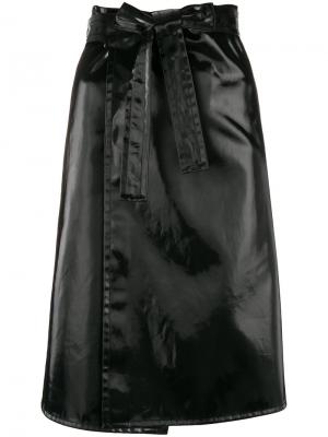 Лакированная юбка с поясом Helmut Lang. Цвет: чёрный