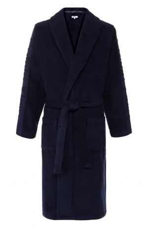 Хлопковый халат с поясом и шалевым воротником Calvin Klein Underwear. Цвет: темно-синий