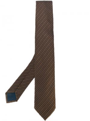Жаккардовый галстук в полоску Delloglio Dell'oglio. Цвет: коричневый