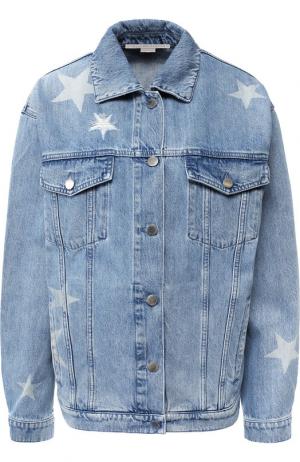 Джинсовая куртка с принтом в виде звезд Stella McCartney. Цвет: голубой