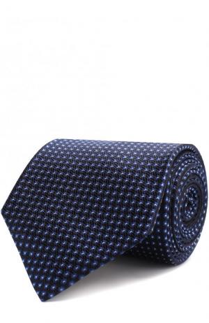 Шелковый галстук с узором BOSS. Цвет: темно-синий