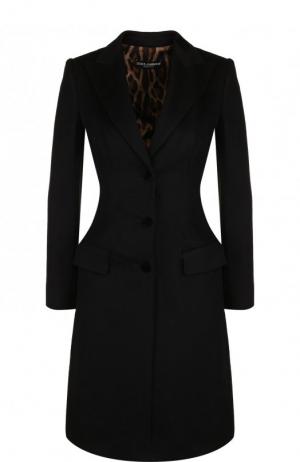 Приталенное шерстяное пальто Dolce & Gabbana. Цвет: черный