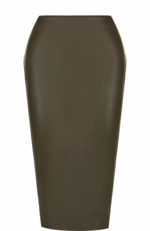 Однотонная кожаная юбка-карандаш Tom Ford. Цвет: хаки