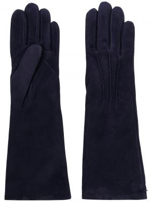 Перчатки средней длины Gala. Цвет: синий