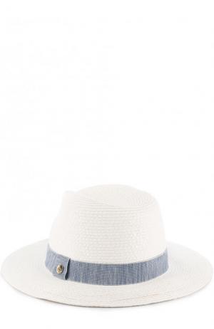 Соломенная пляжная шляпа Fedora с лентой Melissa Odabash. Цвет: голубой