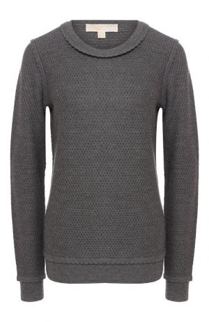 Шерстяной пуловер фактурной вязки MICHAEL Kors. Цвет: серый
