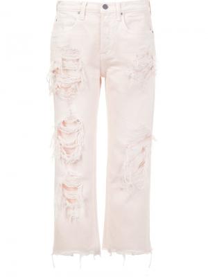 Укороченные джинсы с рваной отделкой Alexander Wang. Цвет: розовый и фиолетовый