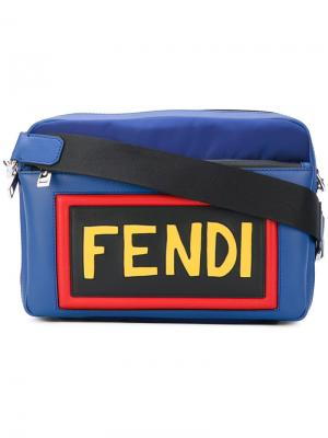Сумка на плечо с заплаткой логотипом Fendi. Цвет: синий