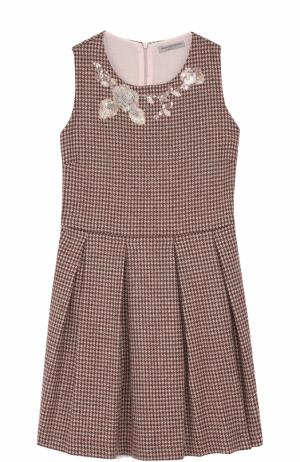 Вязаное платье с защипами и декором из пайеток Ermanno Scervino. Цвет: розовый