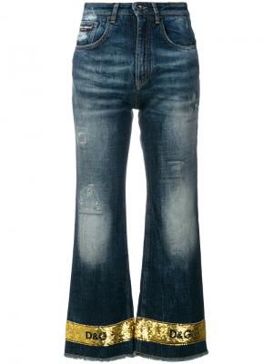 Расклешенные джинсы с пайетками Dolce & Gabbana. Цвет: синий