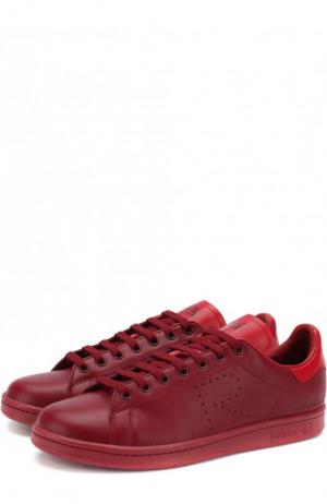 Кожаные кеды Stan Smith на шнуровке adidas by Raf Simons. Цвет: бордовый