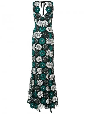 Вечернее платье April с цветочной вышивкой Zac Posen. Цвет: зелёный