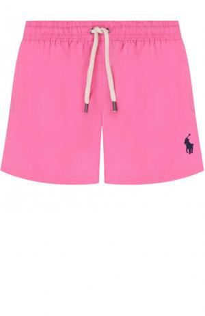 Плавки-шорты с логотипом бренда Polo Ralph Lauren. Цвет: розовый