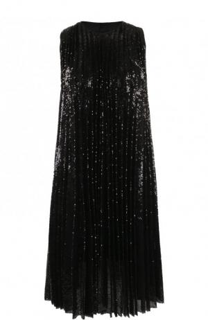 Плиссированное платье свободного кроя с контрастной вставкой MSGM. Цвет: черный