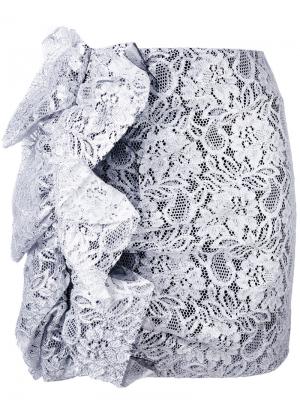 Кружевная мини юбка MSGM. Цвет: серый