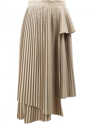 Плиссированная юбка асимметричного кроя Rokh. Цвет: телесный