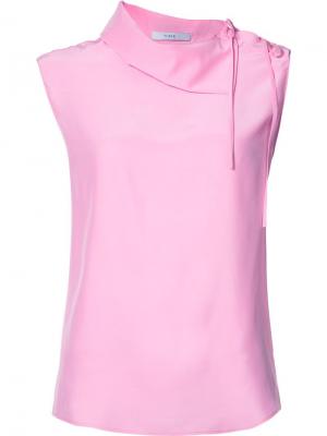 Блузка Charmeuse Asymmetric Collared Tome. Цвет: розовый и фиолетовый