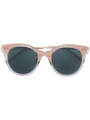 Солнцезащитные очки в прозрачной оправе Bottega Veneta Eyewear. Цвет: металлический