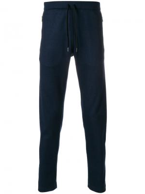 Трикотажные фетровые брюки Tomas Maier. Цвет: синий