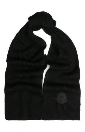 Шерстяной шарф фактурной вязки Moncler. Цвет: черный