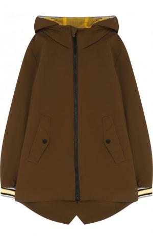 Удлиненная куртка на молнии с капюшоном Herno. Цвет: хаки