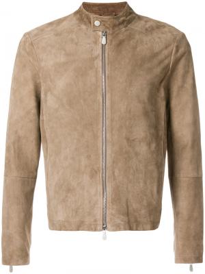 Fitted biker jacket Eleventy. Цвет: коричневый