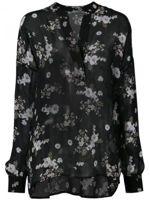 Полупрозрачная блузка с цветочным рисунком Vince. Цвет: чёрный