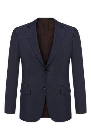 Однобортный пиджак из смеси кашемира и шелка Zegna Couture. Цвет: синий