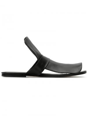 Leather flat sandals Gloria Coelho. Цвет: чёрный