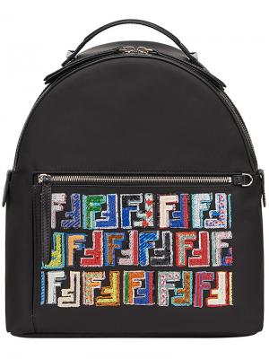 Рюкзак с принтом логотипа Fendi. Цвет: чёрный