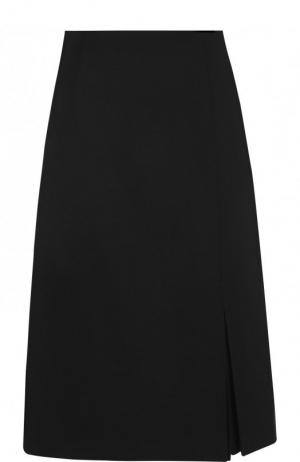 Шерстяная юбка-миди с разрезом Escada. Цвет: черный