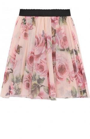 Многослойная юбка с принтом и эластичным поясом Dolce & Gabbana. Цвет: розовый