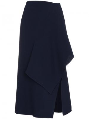 Асимметричная юбка миди с драпировкой Roland Mouret. Цвет: синий