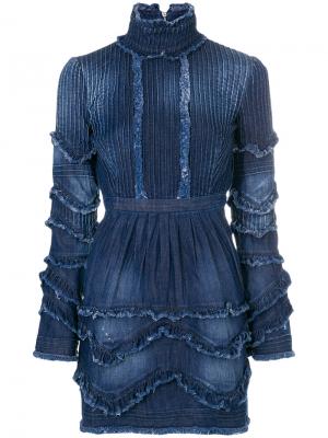Джинсовое платье с оборкой Dsquared2. Цвет: синий