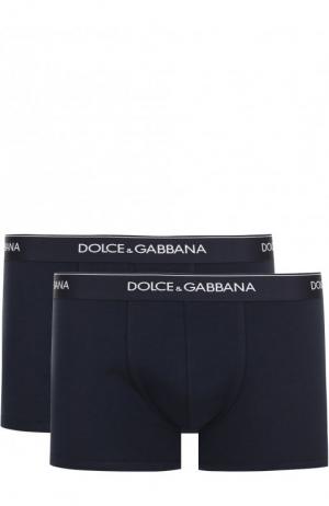 Комплект из двух хлопковых боксеров с широкой резинкой Dolce & Gabbana. Цвет: синий