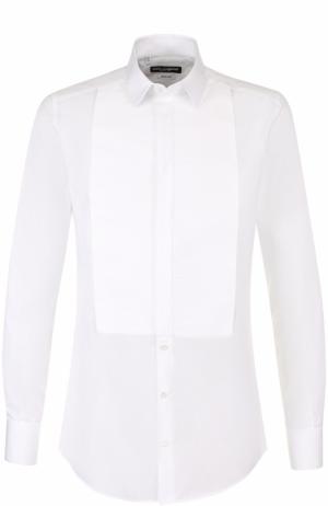 Хлопковая сорочка под смокинг Dolce & Gabbana. Цвет: белый